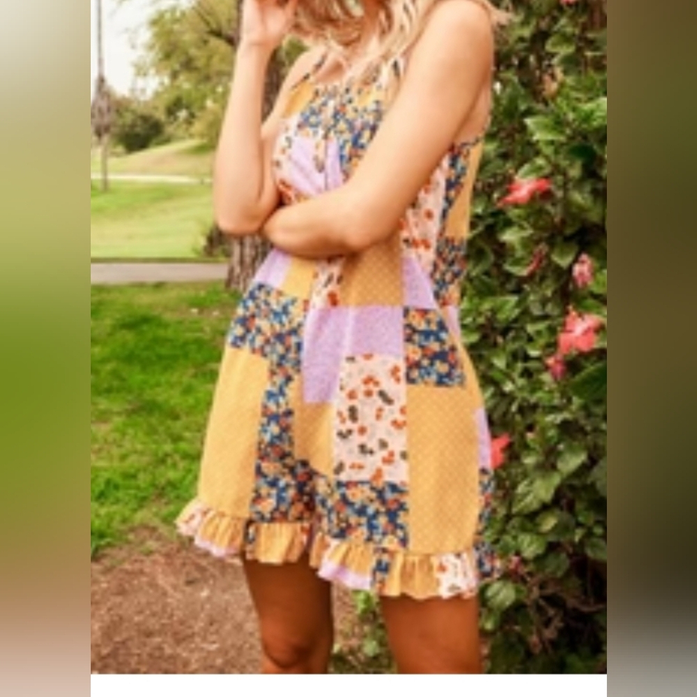 BOHO Cottage Core, Patchwork style Romper (Small)